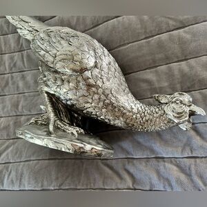 ANTIQUE SILVER RESIN PHEASANT